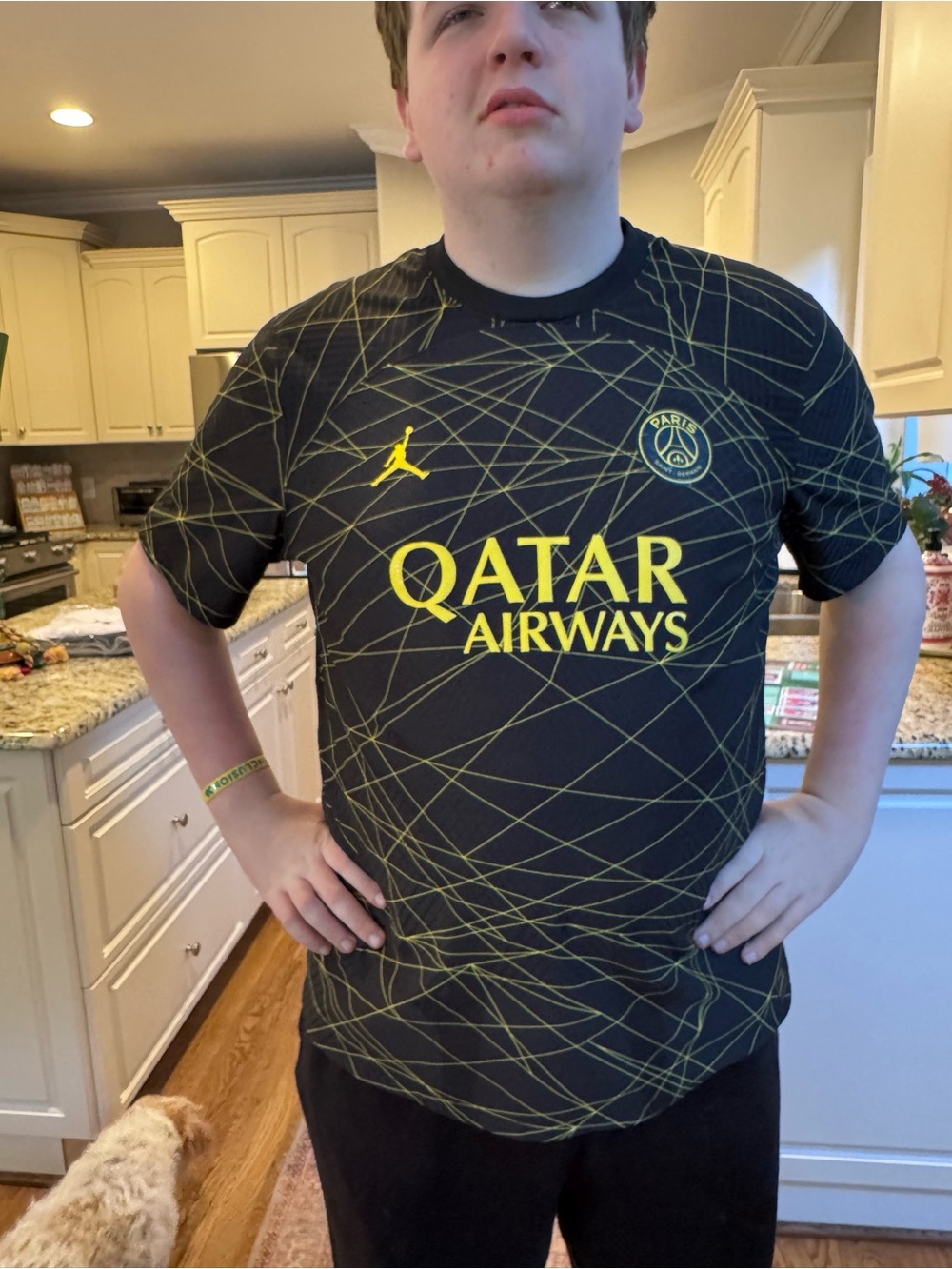 Messi Paris Saint-Germain Black & Neon Yellow Qatar Airways Jersey